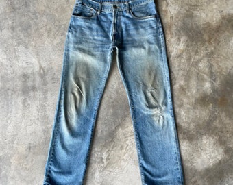 Pantalon en jean en denim vieilli authentique délavé vintage Pantalon en jean en jean vieilli authentique THRASHED W32