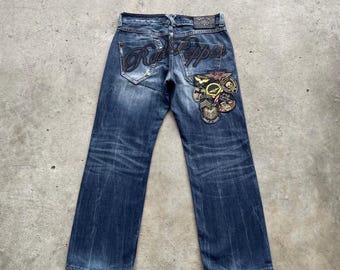 Spodnie jeansowe Vintage Japan Red Pepper Patch Faded Haft Baggy Rzadko spotykane W33x29