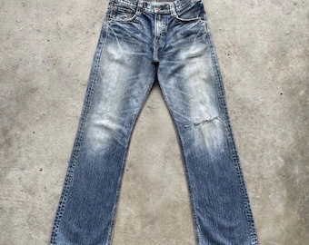 Vintage Edwin 503 StoneWashed Distressed FLARE Faded Jeans Pants Denim Bootcut W30x32