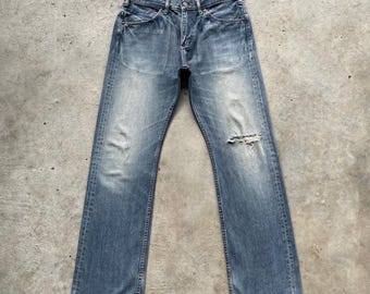 Pantalon délavé en jean japonais vieilli Big John Denim vintage (L32 x 31)