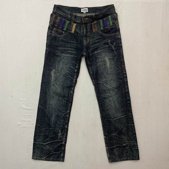 Vintage NYLAUS Double Waist Storm Pattern Pants V… - image 1