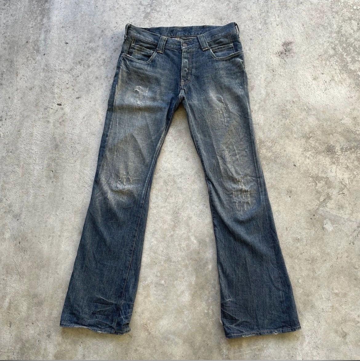Vintage Japanese Brand Distressed FLARE Faded Denim BOOTCUT Jeans