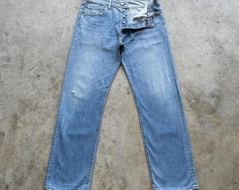 Pantalones vaqueros Levi’s 501 vintage con cierre de botones, de mezclilla lavada clara (W34x31.5)