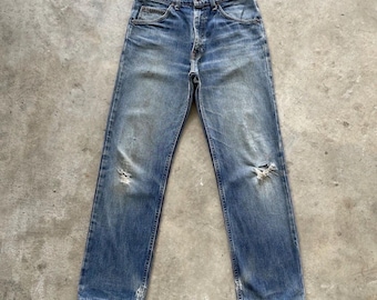 Pantalones vaqueros Levi’s 607 vintage con etiqueta naranja, de mezclilla desteñida y desgastada (W29x29)