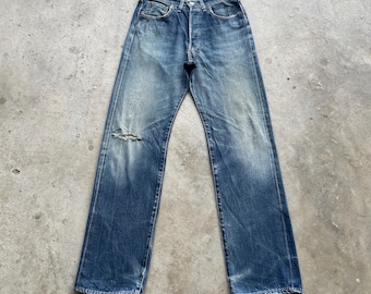 Vintage Edwin 505sx Denim Knopfleiste Jeans Distressed Selvedge Hose (W30x33)