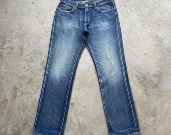 Vintage Japanese Stonewashed Jeans Faded Denim Distressed Pants W36x33