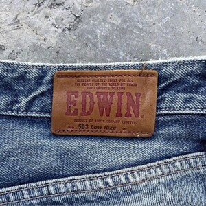 Vintage Edwin Japan Denim Distressed Jeans Rivna Byxor Slitna W29x31 bild 9