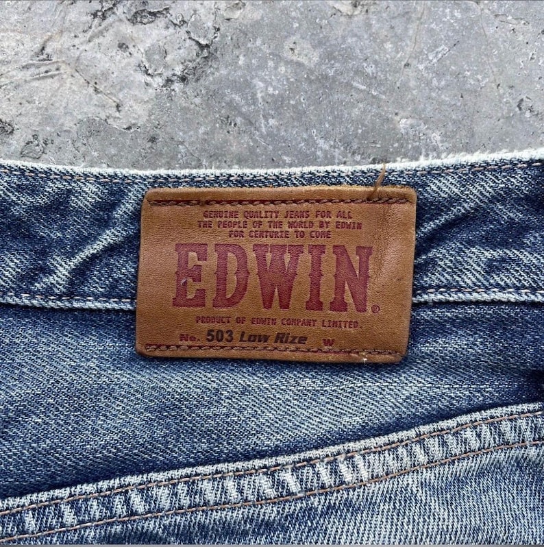 Vintage Edwin Japan Denim Distressed Jeans Rivna Byxor Slitna W29x31 bild 9