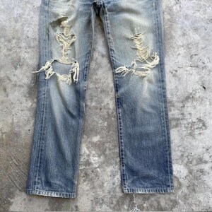 Vintage Edwin Japan Denim Distressed Jeans Rivna Byxor Slitna W29x31 bild 4