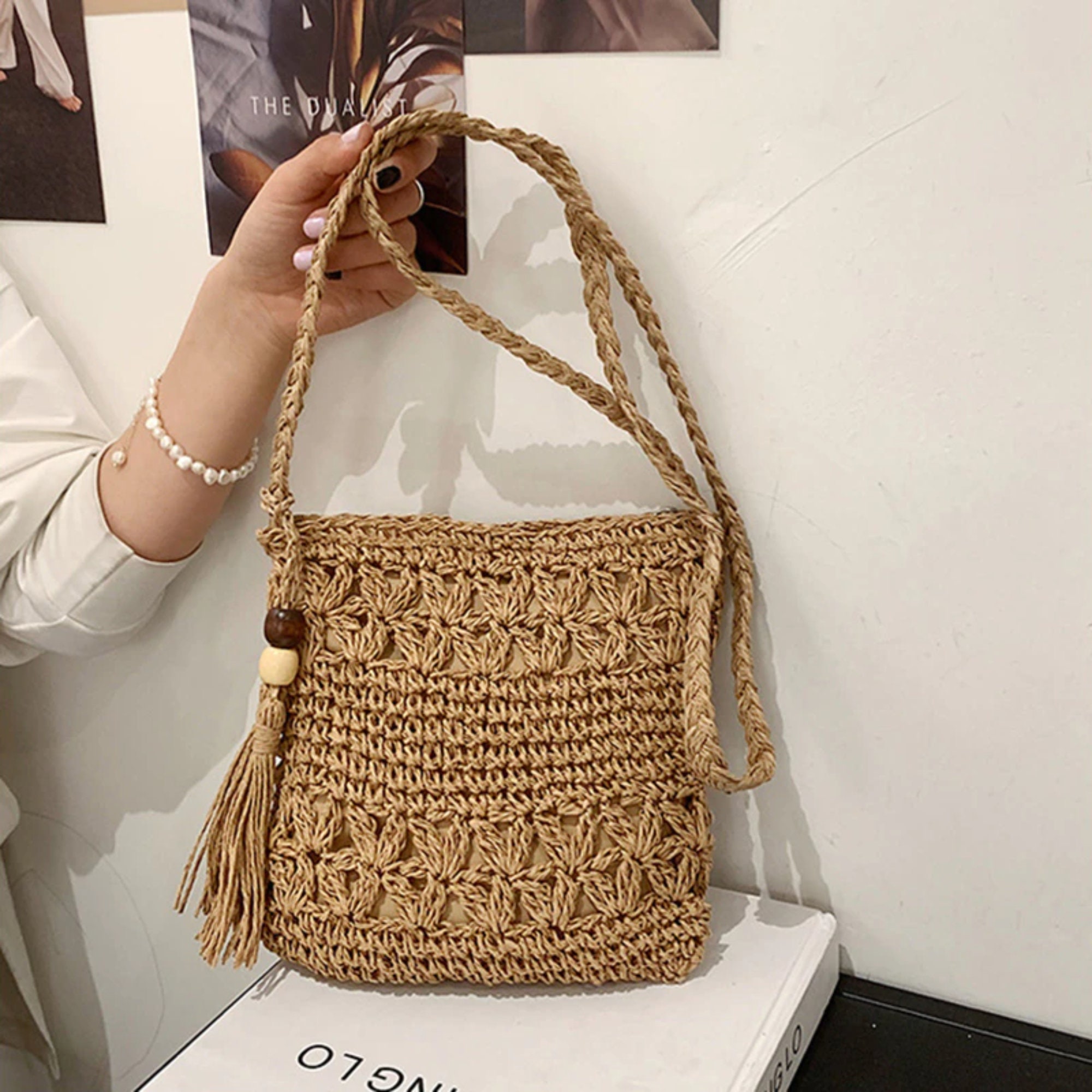 Small straw bag  Black  Ladies  HM IN