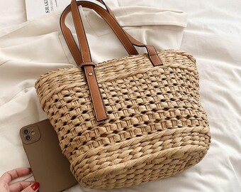 Straw bag | summer bag | straw beach bag | shoulder bag | beach bag | vacation bag | handmade bag | woven bag | cute tote bag | straw tote