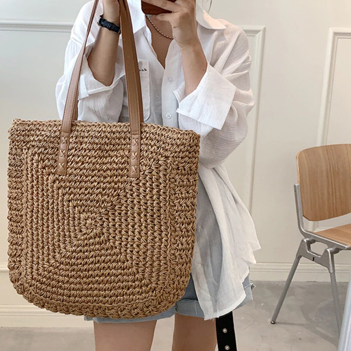Straw Bag Summer Bag Straw Beach Bag Shoulder Bag Etsy