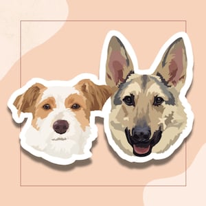 Custom Illustrated Pet Stickers, Magnets, Personalized Portraits, Hand-Drawn, Water-Resistant, Dogs, Cats, Gifts