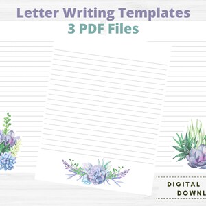 JW Floral Succulent Letter Writing Templates - PDF Digital Download