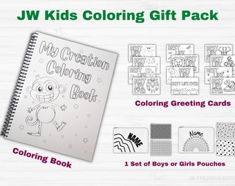 JW Kids Creation Coloring Gift Set with Coloring Book, Greeting Cards and Art Pouches