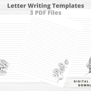 JW Black & White Floral Letter Writing Templates - PDF Digital Download