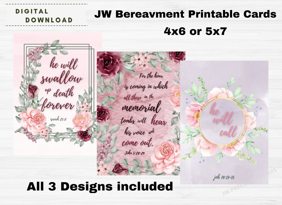 JW Bereavement Sympathy Printable Card - Etsy