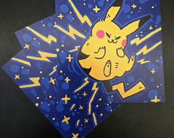 Póster de Pikachu, Pokémon, letra pequeña, 4 x 4 pulgadas