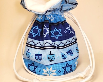 Bolsa de dados de Hanukkah: bolsa de algodón con cordón para coleccionables