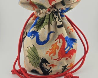 Bolsa de dados de dragón color canela: bolsa con cordón hecha a mano