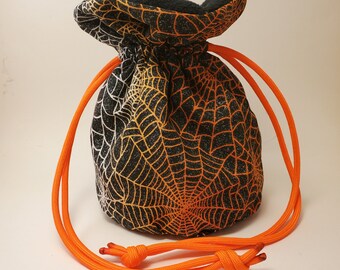 Bolsa de dados de Halloween de telaraña: bolsa de algodón para coleccionables
