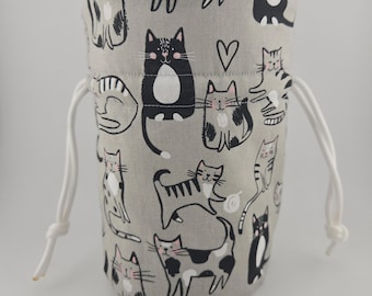 Bolsa de dados de gato gris: bolsa con cordón hecha a mano