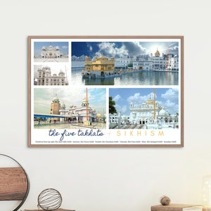 Cinco Takhts del Sikhismo / Descarga de póster digital / Patrimonio Sikh / Regalo punjabi