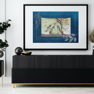 Sikh Guru Nanak Dev Art: Digital Poster of Divine Enlightenment - Instant Download