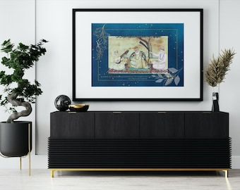 Sikh Guru Nanak Dev Art: Digitales Poster der Göttlichen Erleuchtung - Sofort Download