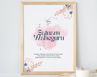 Satnam Waheguru Print: Moderne Sikh Wandkunst (Digitaldruck)