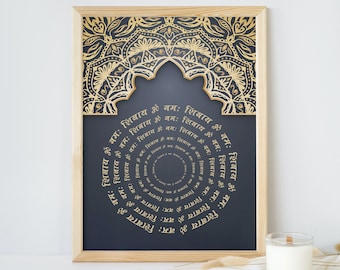 Om Namah Shivaye | Mandala Moderne indische Wohnkultur | Religiöses Hindu Geschenk | Sofortiger digitaler Download