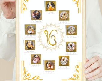 10 Sikh Gurus Poster - Digital Download Sikh Wandkunst