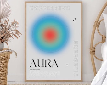 Póster de Aura / Descarga digital / Diseño moderno y minimalista / Impresión de arte mural / Impresión de Aura con degradado colorido / Póster artístico / Manifest
