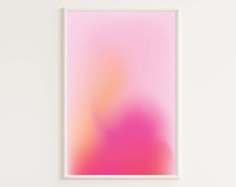 Puede incluir: Una impresión abstracta enmarcada con un degradado rosa, naranja y amarillo.