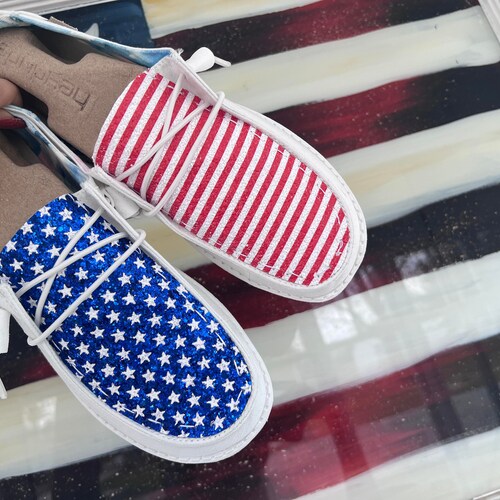 Patriotic flag american hey dudes Custom Hey dude shoes FREE SHIP