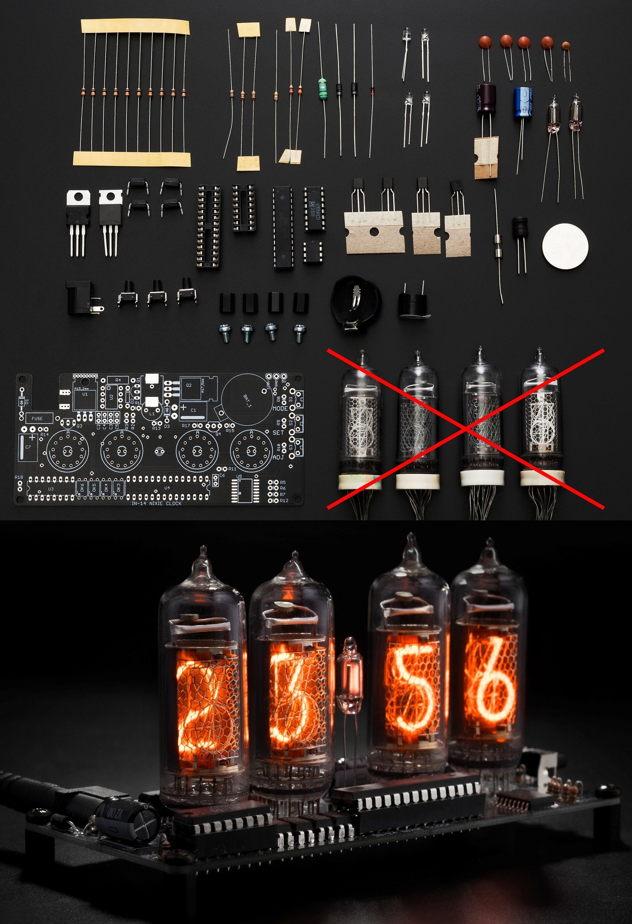 4チューブIN-14ニキシー管時計キットDIY。チューブは不要です。 - Etsy