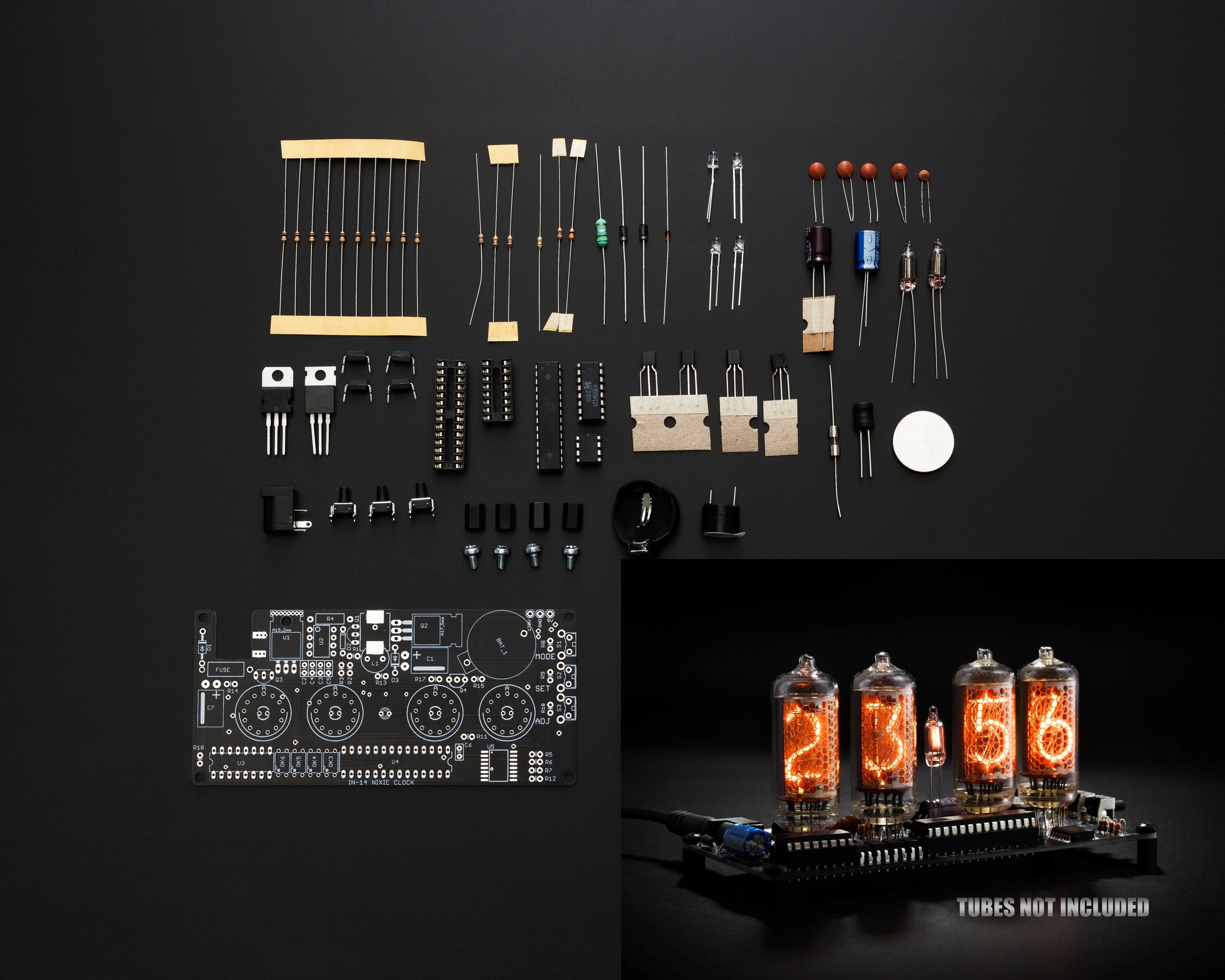 4チューブ IN-8-2 ニキシー管時計キット DIY。チューブは不要です