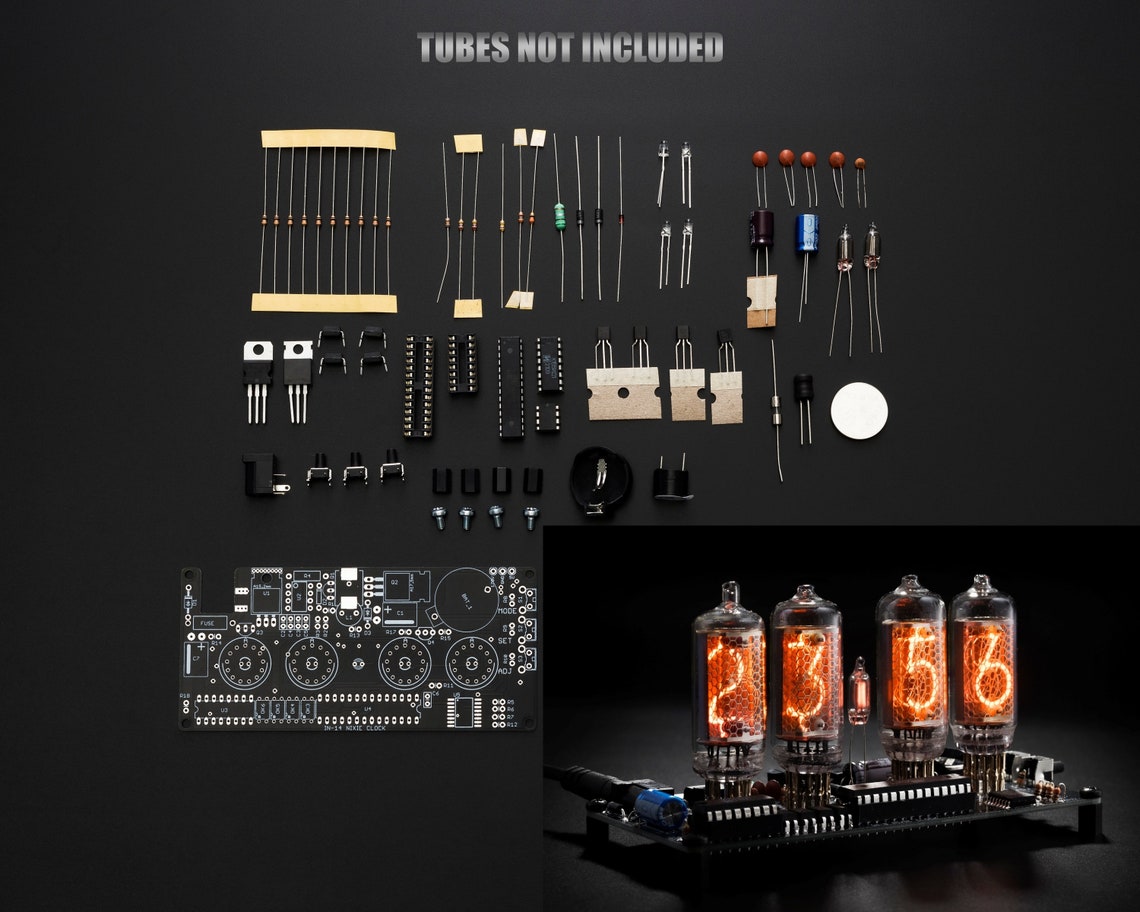 thumbnail image 2 of IN-17 Nixie Tube Clock DIY Kit – No Tubes Included – Alarm Clock, Made In Lithuania 2 of 5