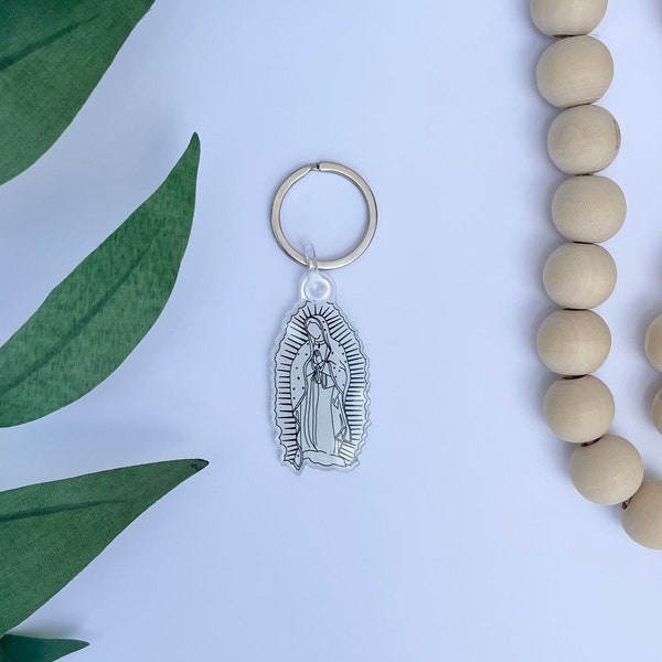 Our Lady of Guadalupe Keychain, Virgencita Llavero, Virgen de Guadalupe, Catholic keychain, acrylic keychain