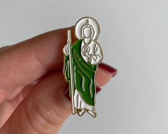 St. Jude Enamel Pin | San Judas Tadeo Pin | San Juditas | Catholic | Gold Enamel Pin | 1.25” inch | Enamel Pin