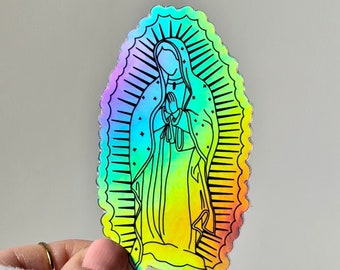La Virgen de Guadalupe, Pegatina Holográfica, Nuestra Señora de Guadalupe, pegatina impermeable, La Guadalupana, Nuestra Señora de Guadalupe