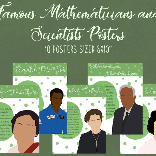 Berühmte Wissenschaftler Klassenzimmer Poster Set, Berühmte Mathematiker Poster, STEM Poster für Klassenzimmer, Change Maker Poster, Mathe und Wissenschaft