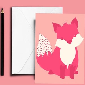 Biglietto di San Valentino con volpe, Biglietto d'amore, Biglietto di San Valentino, Volpe di San Valentino, Cartoline di anniversario, Biglietto di San Valentino per lei, San Valentino