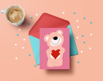 Ours Saint Valentin carte, carte Saint Valentin pour elle, jolie carte Saint Valentin, carte ours, ours Saint Valentin, ours Saint Valentin, cartes d'anniversaire
