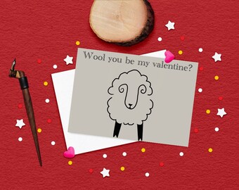 Will You Be My Valentine, Valentine Card, Sheep Valentine, Love Day Card, Valentines Day Sheep, February 14, Anniversary Cards, Card For Her