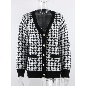 Black White Cardigan Etsy UK