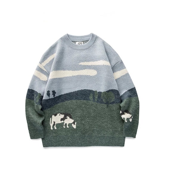 tolerantie spleet Hoop van Cow Sweater Vintage Sweaters Pullover Damestrui Herentrui Cow - Etsy België