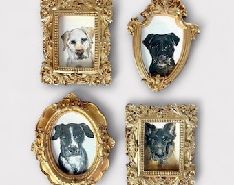 Custom Pet Portrait: Hand-Painted Miniature Framed Art