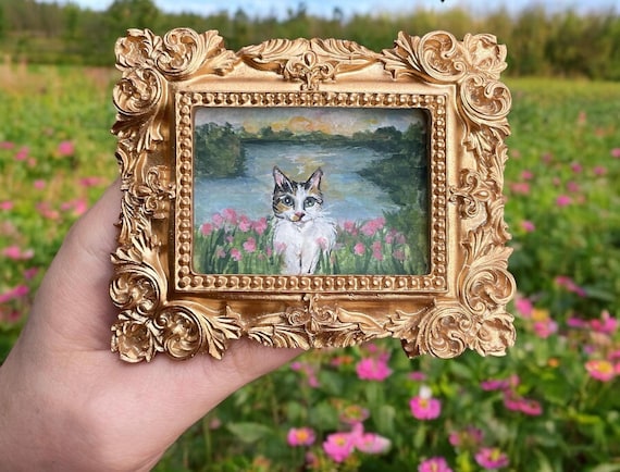 Mini Paintings, Pet Portraits, Vintage Mini Ornate Frame