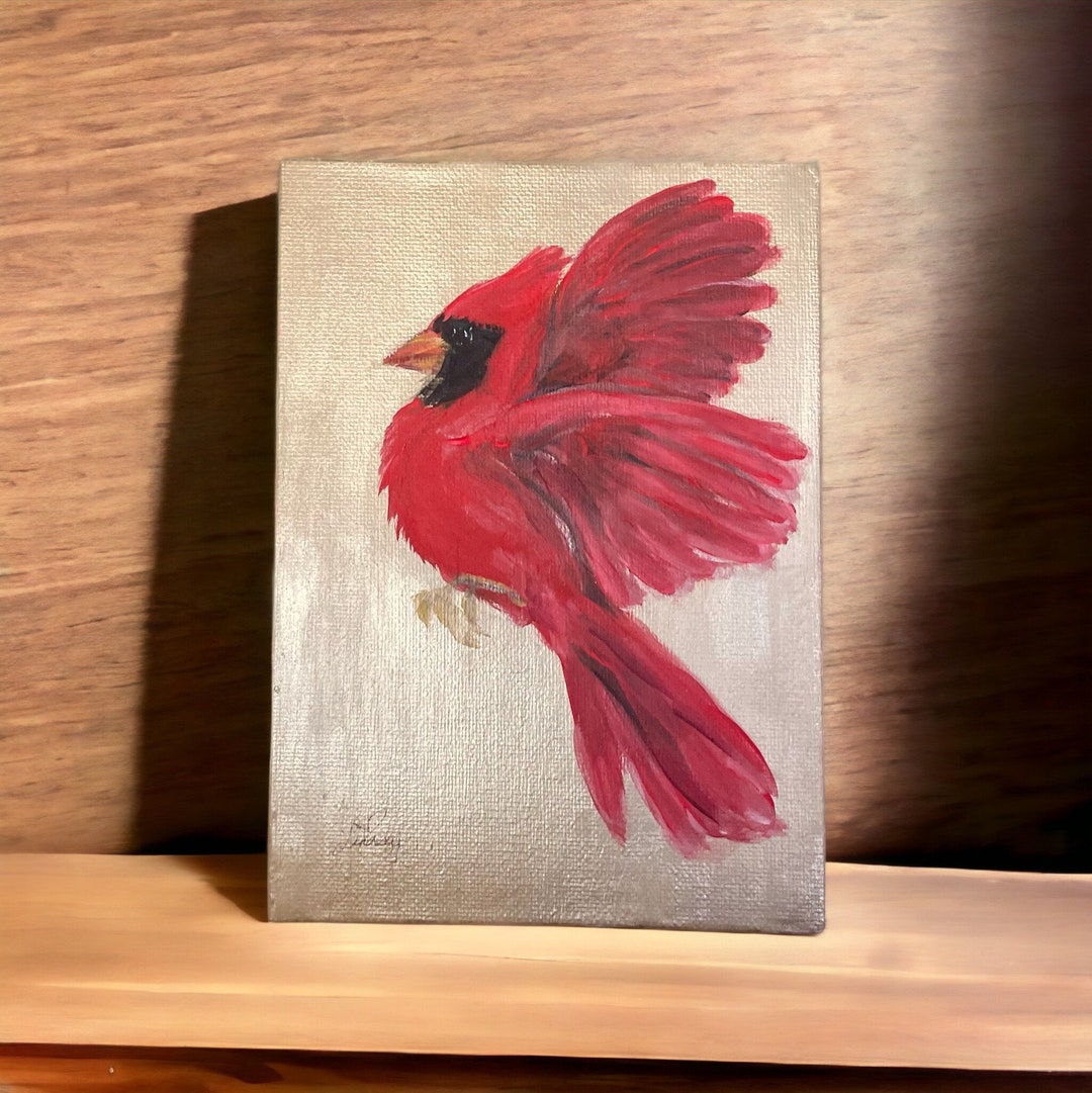 Cardinal Painting Bird Painting Original Cardinal Canvas - Etsy